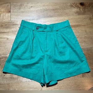 Banana Republic‎ Linen High Rise Waist Shorts Pleated 4 Green